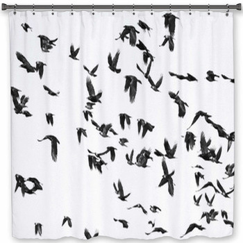 Flock Of Birds Isolated On Custom Size Shower Curtain