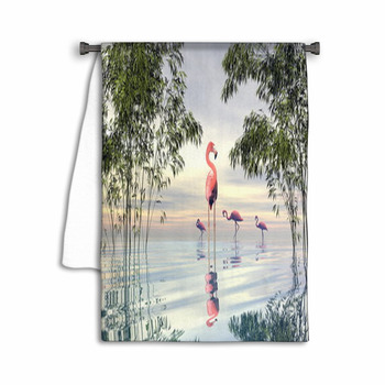 Flock Of Flamingos Among Bamboos 3d Render Towel