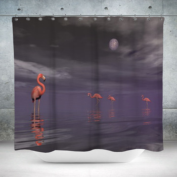 Flock Of Flamingos By Night Custom Size Shower Curtain