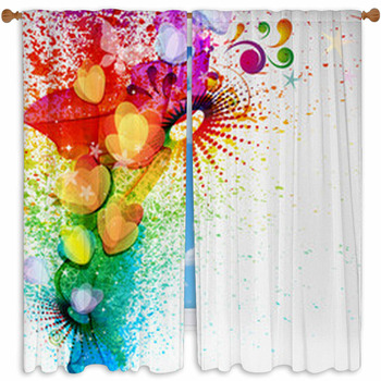 Floral Design Background. Custom Size Window Curtain