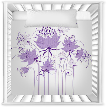 Floral Design, Stylized Flowers Baby Crib Comforter