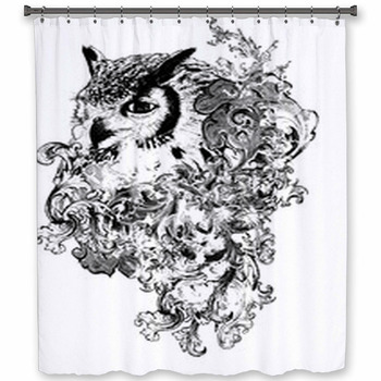 Floral Owl Illustration Shower Curtain