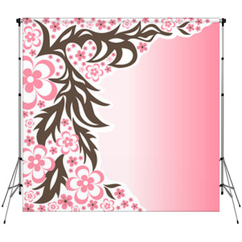 Floral Pink Background Custom Size Backdrop
