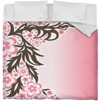 Floral Pink Background Fleece Bed Blanket