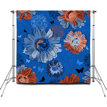 Floral Seamless Background Custom Size Backdrop