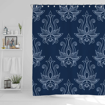 Floral Seamless Blue Paisley Pattern Shower Curtain