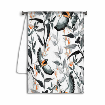 Floral Seamless Pattern With Birds Handmade Acrylic Towel