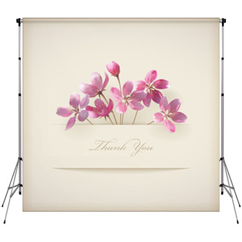 Floral Spring Vector 'Thank You' Pink Fleece Backdrop