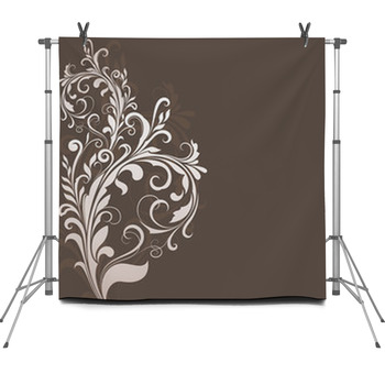 Floral Vintage Brown Vector Background Fleece Backdrop