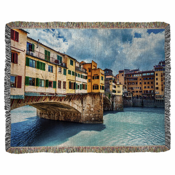 Florence, Bridge And Arno River Woven Throw Blanket