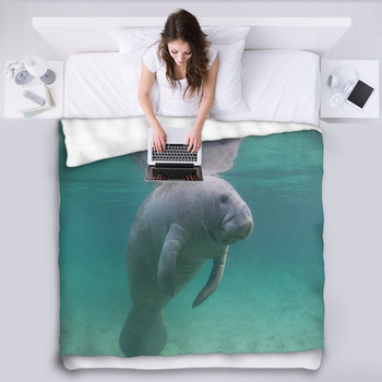 Manatee Fleece Blanket Throws Free Personalization
