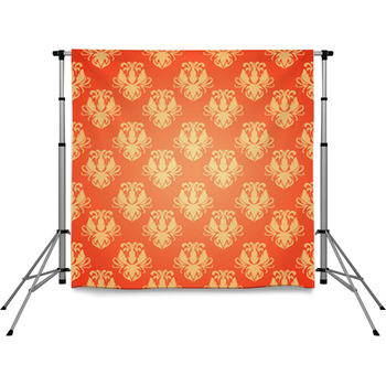 Flower Pattern In Old Style With A  Pole Pocket Backdrop