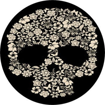 Flowers Ornated Human Skull Vector Round Rug