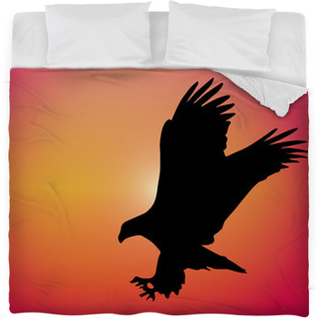 Flying Eagle Sunset Fleece Bed Blanket