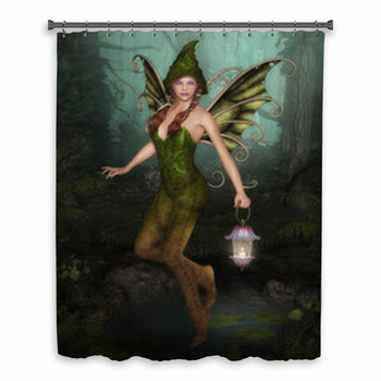 Forest Fairy With Lantern Custom Size Shower Curtain