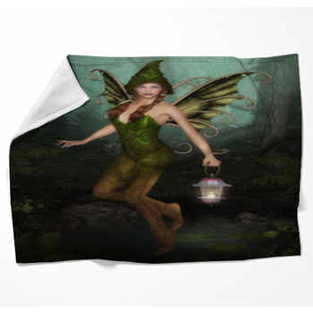 Forest Fairy With Lantern Woven Throw Blanket