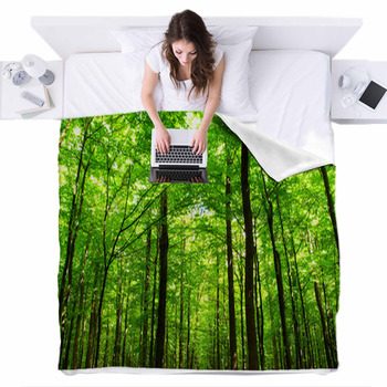  Forest Fleece Bed Blanket