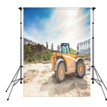 Fork Lift In A Construction Site Pole Pocket Backdrop