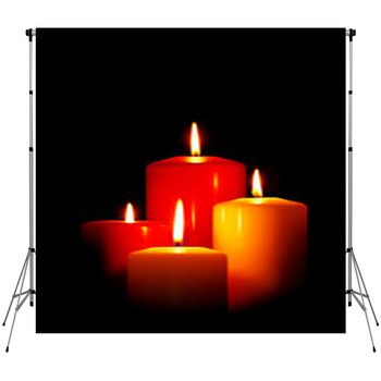 Four Christmas Candles On Black Custom Size Backdrop
