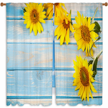 Frame With Sunflowers Custom Size Window Curtain