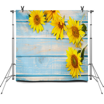 Frame With Sunflowers Fleece Backdrop