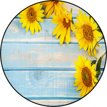 Frame With Sunflowers Round Rug