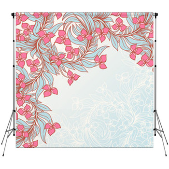 Frame With Turquoise Leafes Fleece Backdrop
