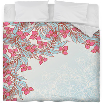Frame With Turquoise Leafes Fleece Bed Blanket