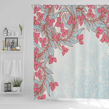 Frame With Turquoise Leafes Shower Curtain