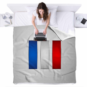 France Flag Fleece Bed Blanket