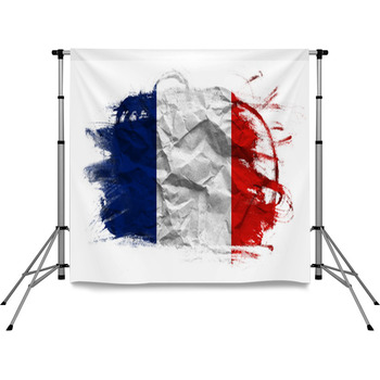 France Flag On Crumpled Paper Pole Pocket Backdrop