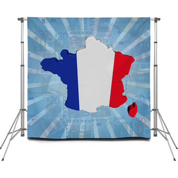 France Map Flag On Euros Sunburst Custom Size Backdrop