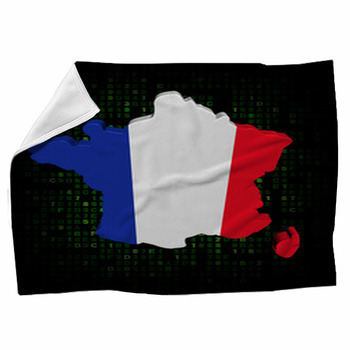 France Map Flag On Hex Code Illustration Fleece Blanket