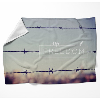 Freedom Quote Concept Barbed Wire Woven Throw Blanket
