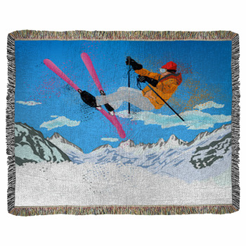 Freestyle Skiing.Mountain Woven Throw Blanket