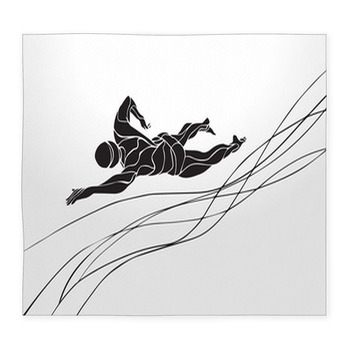 Freestyle Swimmer Silhouette Sport  Custom Size Floor Mat
