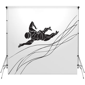 Freestyle Swimmer Silhouette Sport Fleece Backdrop
