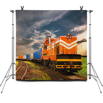 Freight Train Fleece Backdrop