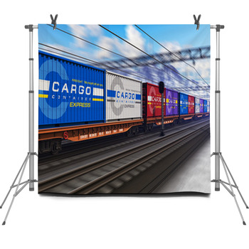 Freight Train With Cargo Containers Fleece Backdrop