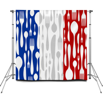 French Cuisine: Cutlery Pattern On  Custom Size Backdrop