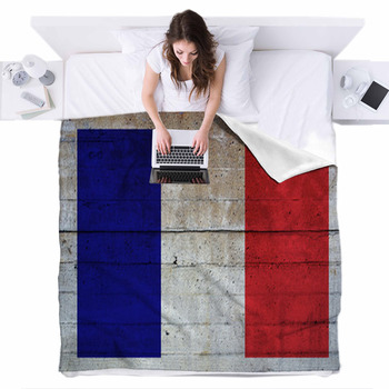 French Flag Fleece Bed Blanket