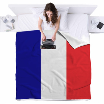 French Flag Plain Solid Colors Fleece Bed Blanket
