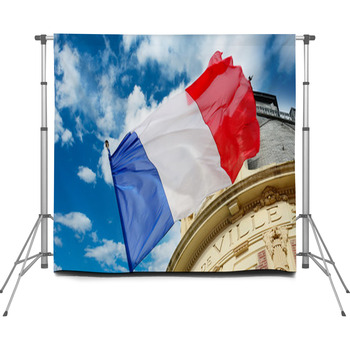 French Flag Waiving Over Some Custom Size Backdrop