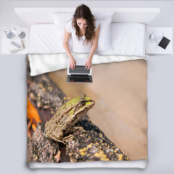 Frog And A Log Ahtuba Russia Fleece Blanket