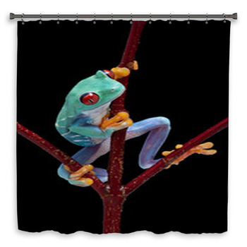Frog Looking Around Red Vine Custom Size Shower Curtain
