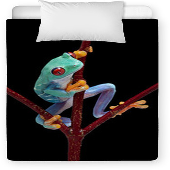 Frog Looking Around Red Vine Toddler Comforter