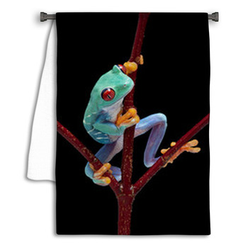 Frog Looking Around Red Vine Towel