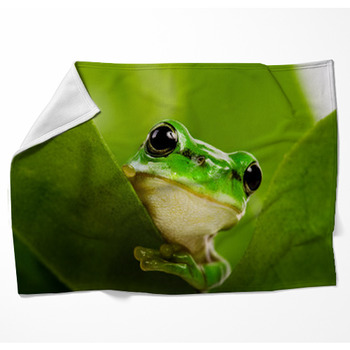 Frog Peeking Out Woven Throw Blanket