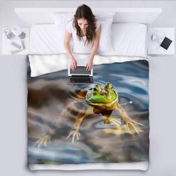 Frog Portrait While Looking At You Fleece Blanket
