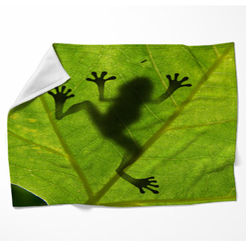 Frog Shadow On The Leaf Woven Throw Blanket